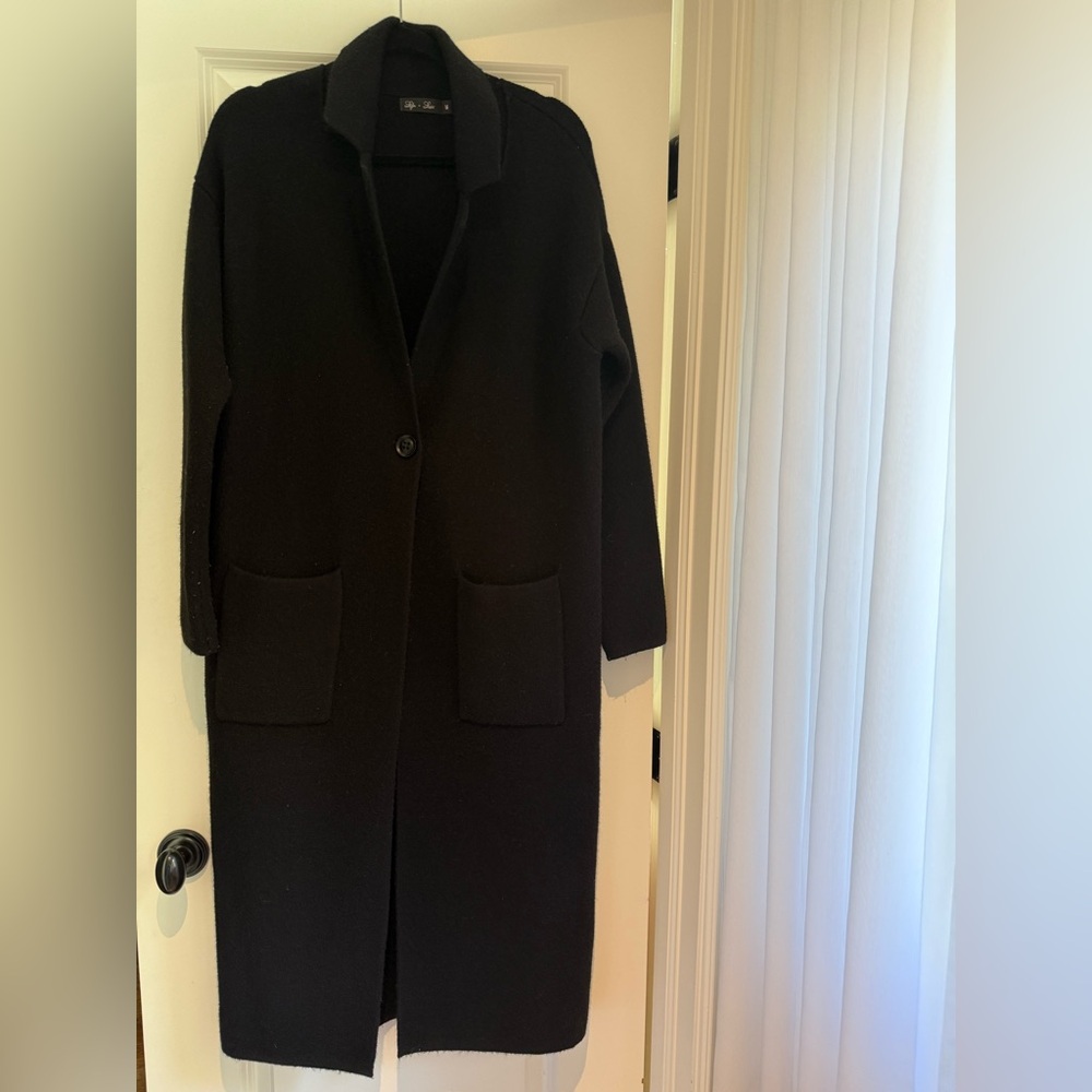 Sleek Black Sweater Coat